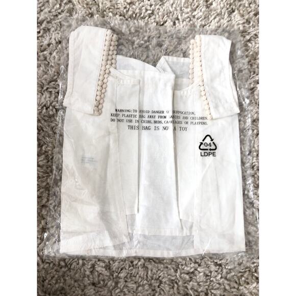 Marine Layer Stella Tank Top Lace Trim Square Neck Sleeveless Crop White NWT L - Picture 4 of 5